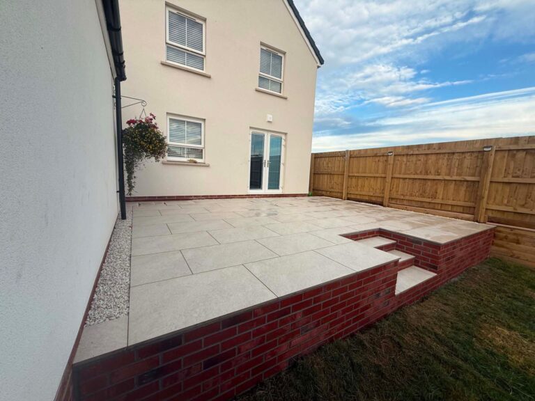 Patio excavation before porcelain paving installation by ESSA Building Solutions